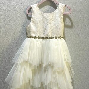 Couture Princess, Size 5, Ivory and Gold Dress